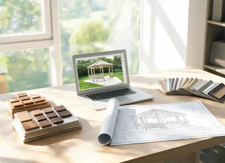 Sojag support desk with outdoor structure plans